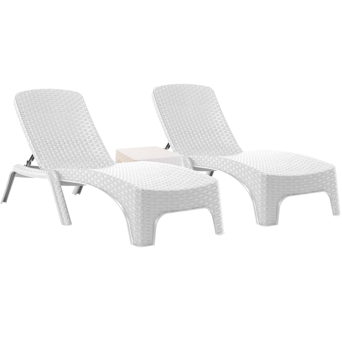 Roma 3-Piece Chaise Lounger Set-White Model RBO-ROMA-WHT-3CL by Rainbow Outdoor