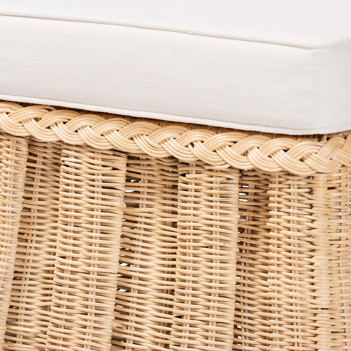 Rota Natural Rattan Ottoman with Cushion by Wicker Fair