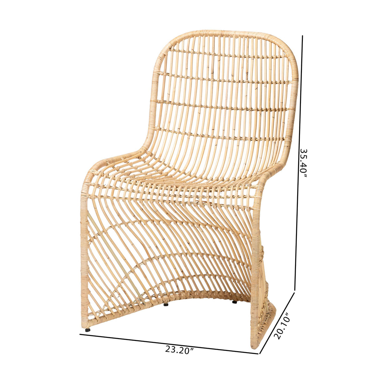 Rosalba Bohemian Light Honey Rattan 2-Piece S-Curve Dining Chair Set by Wicker Fair