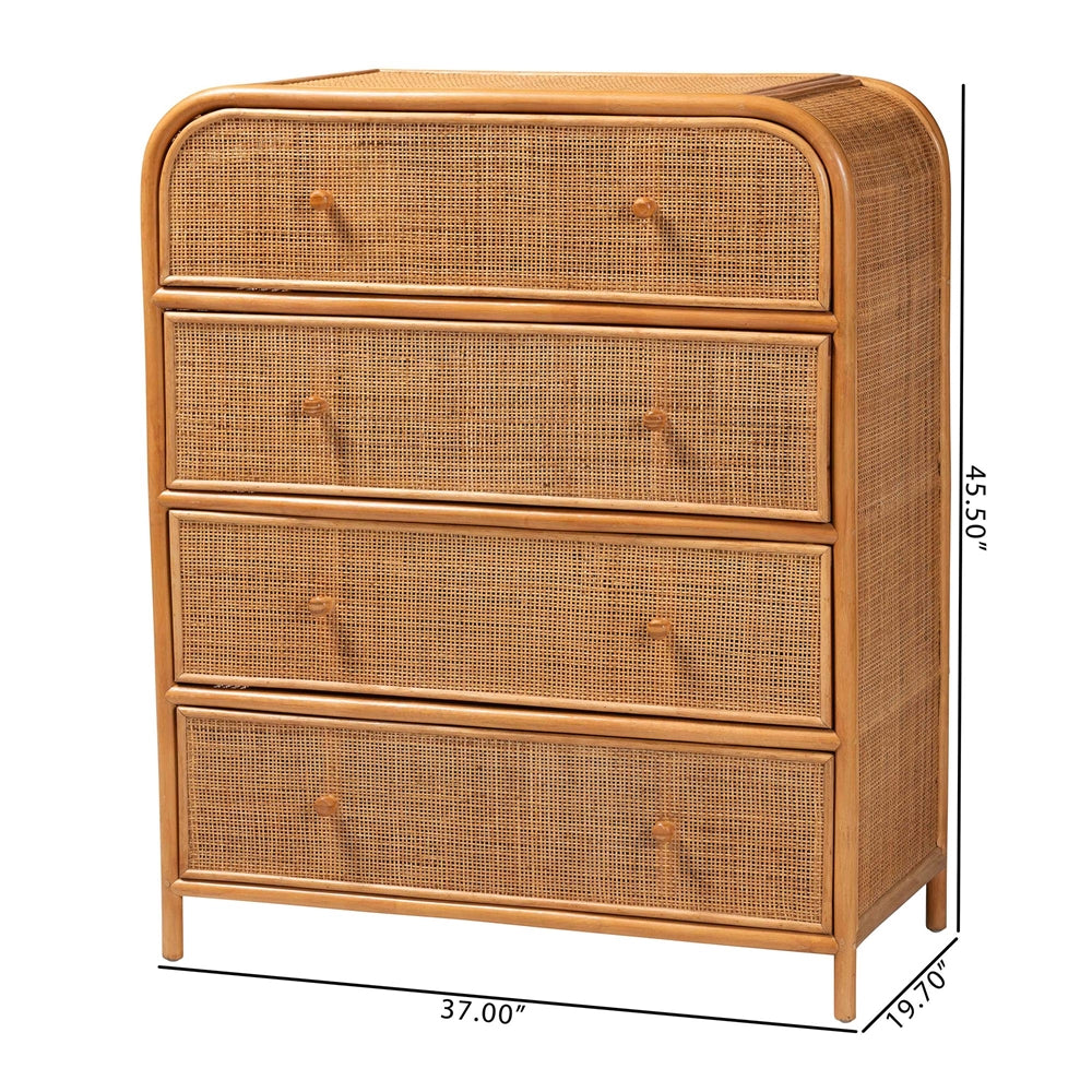 Sankrit Natural Rattan 4-Drawer Storage Cabinet by Wicker Fair