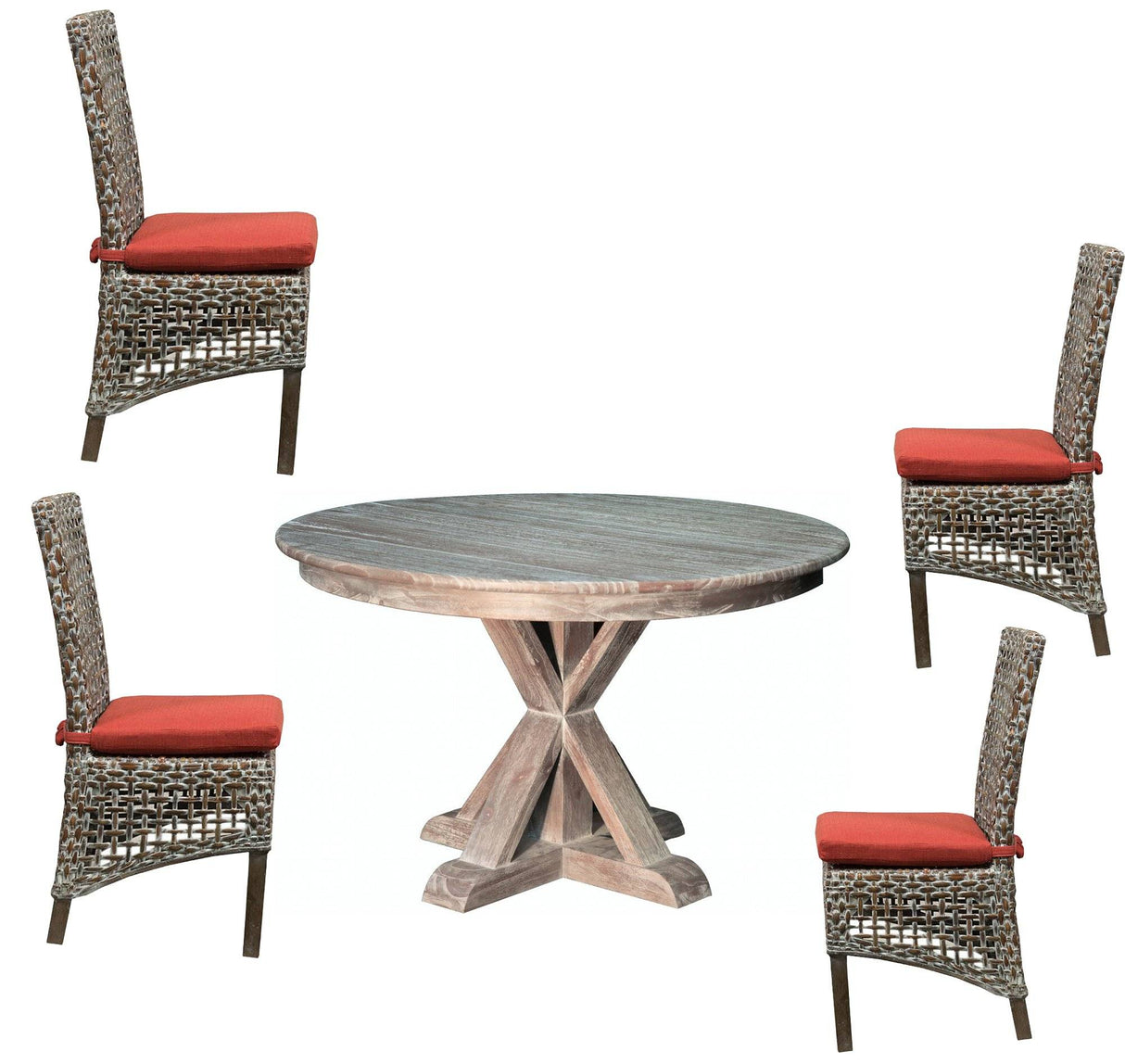 Sand Creek Vintage Smoke Finish 5 Pc Round Dining Set with Table and 4 Chairs Model TB766-DIN-SET By Capris Furniture