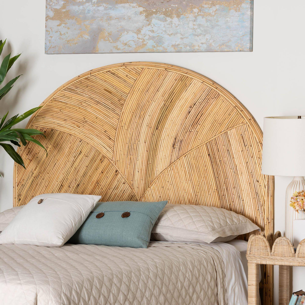Alvaro Bohemian Honey Rattan Queen Or King Headboard