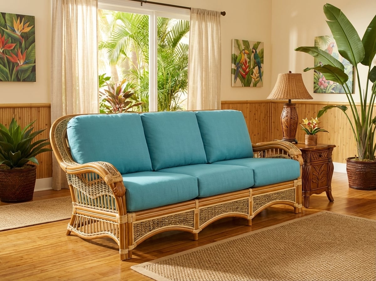 Seascape Rattan Sofa by Spice Islands Wicker Model SS3S
