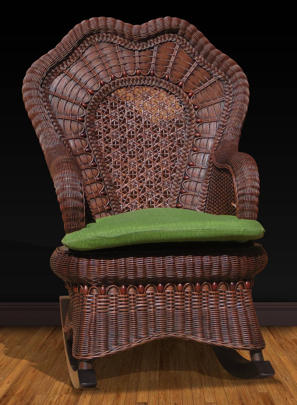 Vintage American Serpentine Wicker Rocker SR-BW by Spice Island Wicker