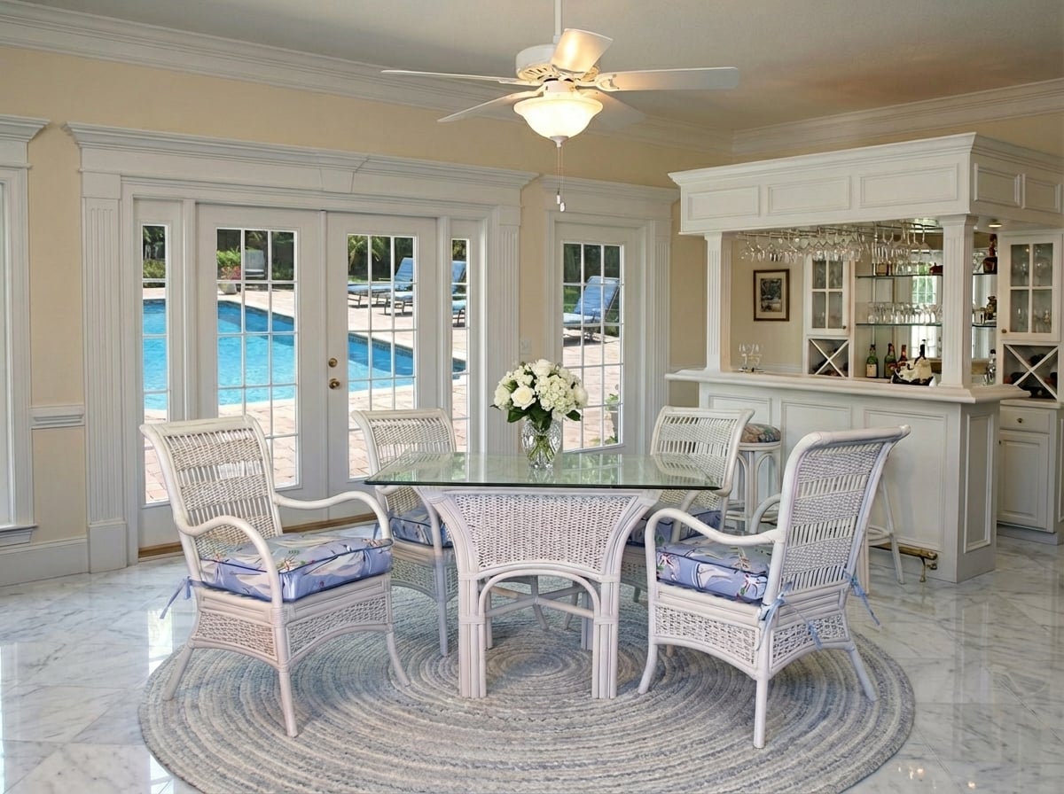 Ships Wheel 6 Pc Dining Set With Four Chairs Model SW-RDT-SET by Wicker Fair