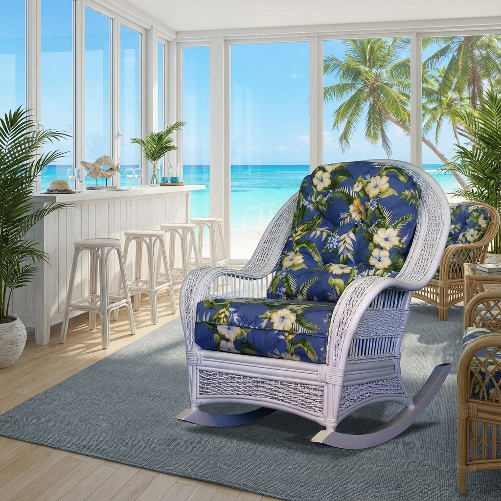 Ships Wheel White Rocker Model SW-RR by Wicker Fair