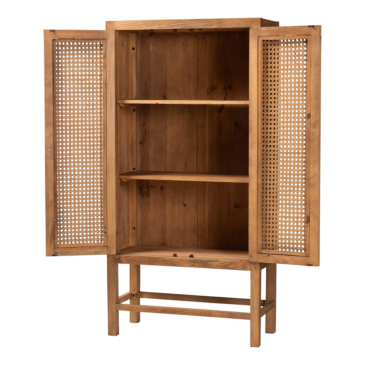 Wicker Fair Sibu Tall Woven Rattan and Wood Storage Cabinet