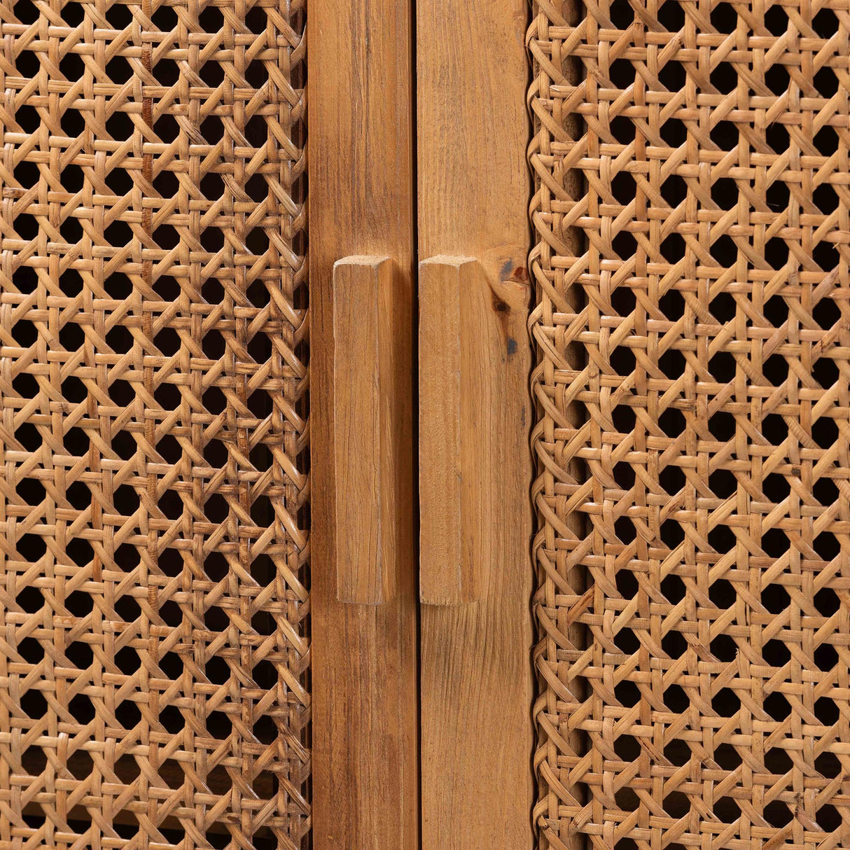Wicker Fair Sibu Tall Woven Rattan and Wood Storage Cabinet