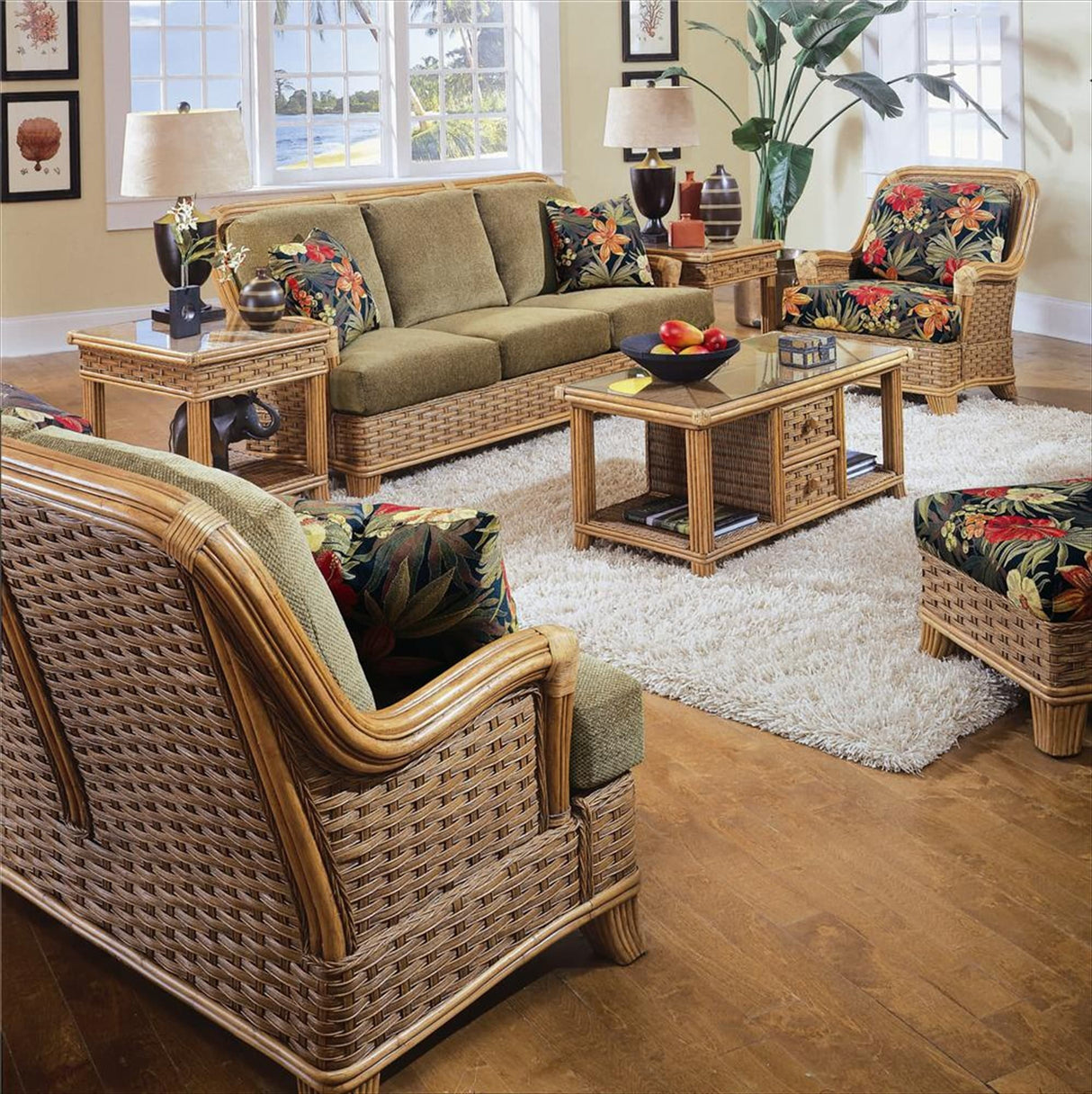 Somerset Rattan Barrel Swivel Glider Chair Model 953-005 by Braxton Culler