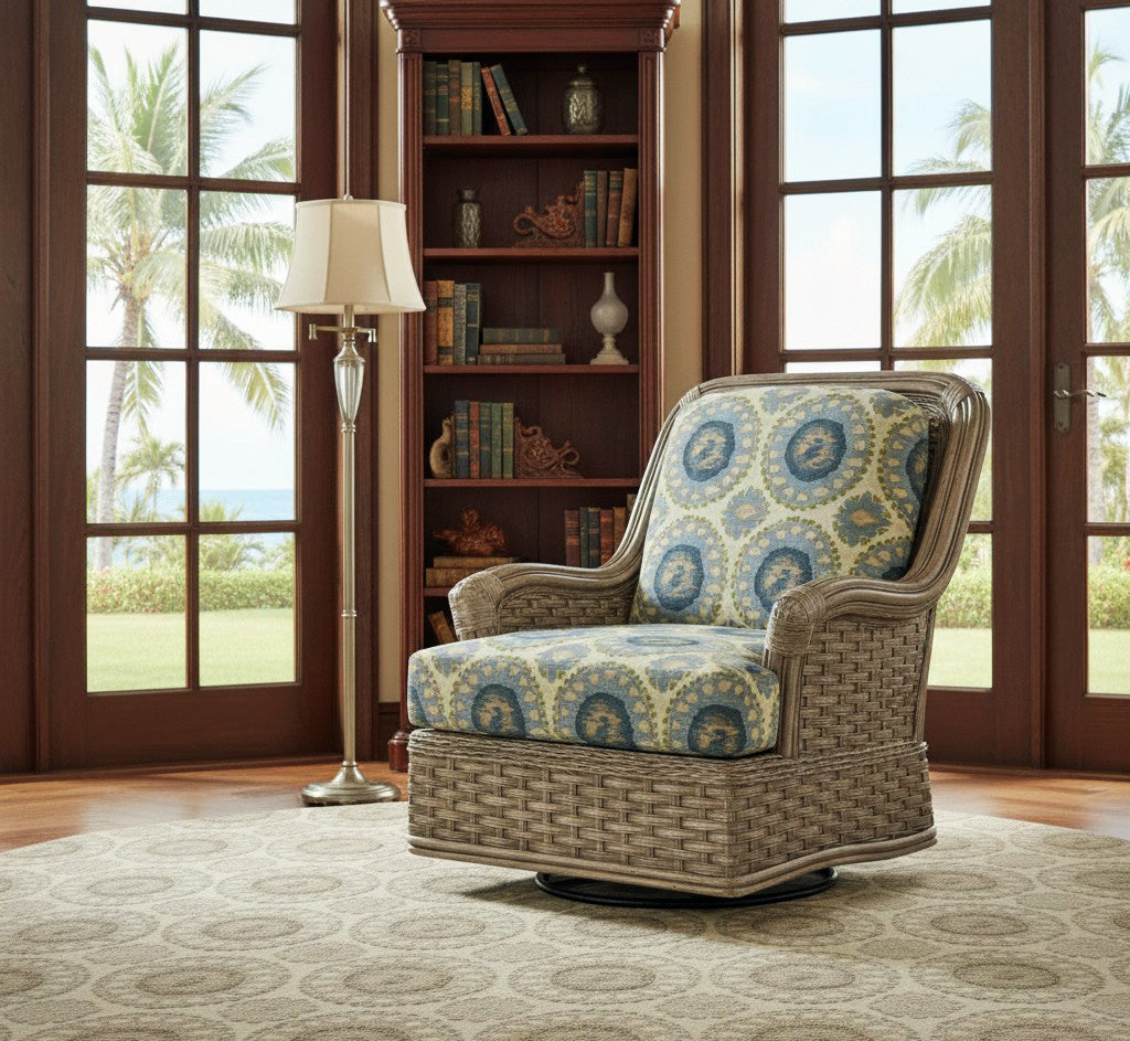 Somerset Rattan Swivel Glider Chair Model 953-202 by Braxton Culler