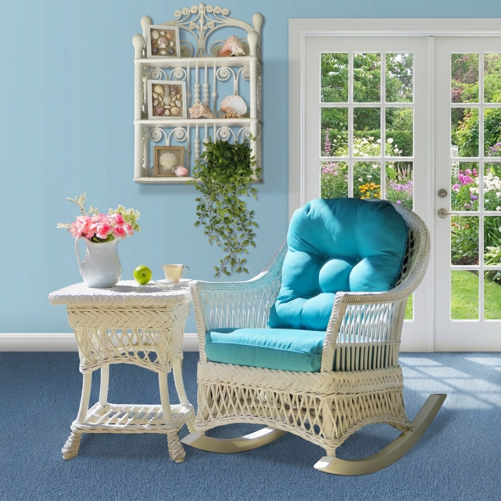 Cape May 3 Pc White Wicker Rocker Set by Wicker Fair