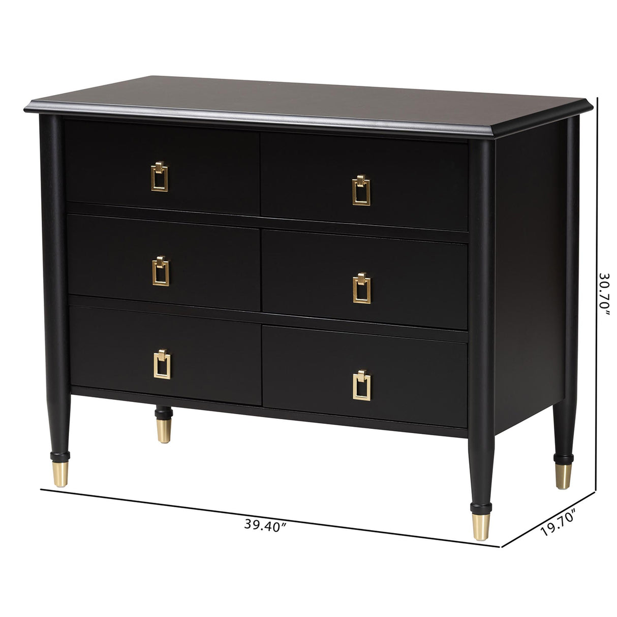 Tamra Black Wood Chest with Drawers by Wicker Fair