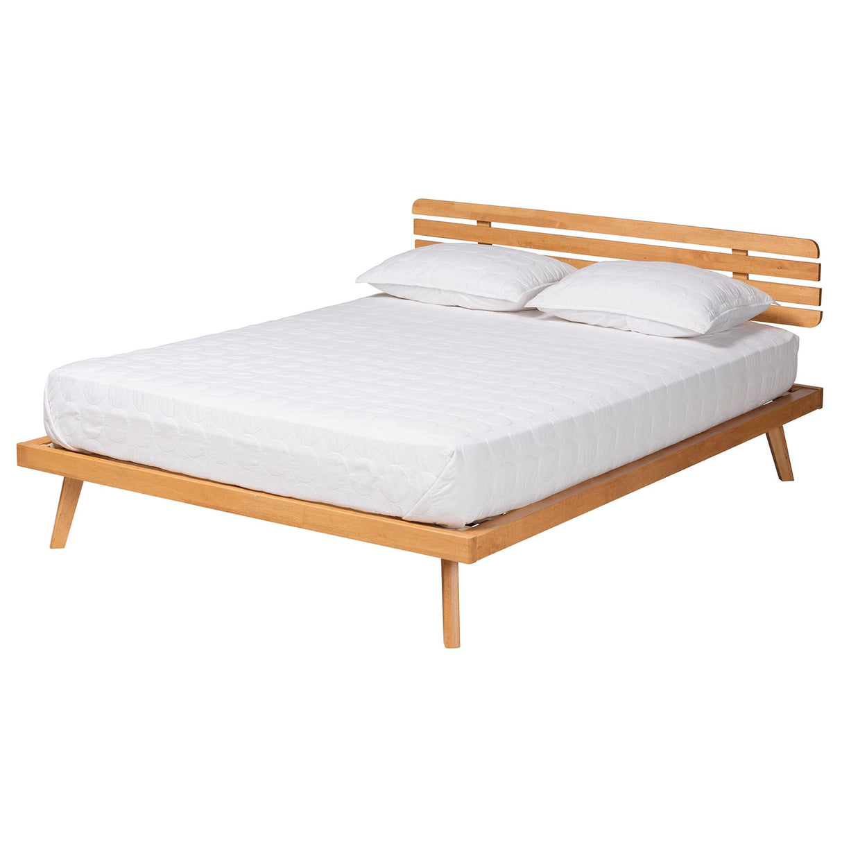 Joaquin Modern Japandi Rustic Brown Finished Wood Queen Size Platform Bed by Wicker Fair
