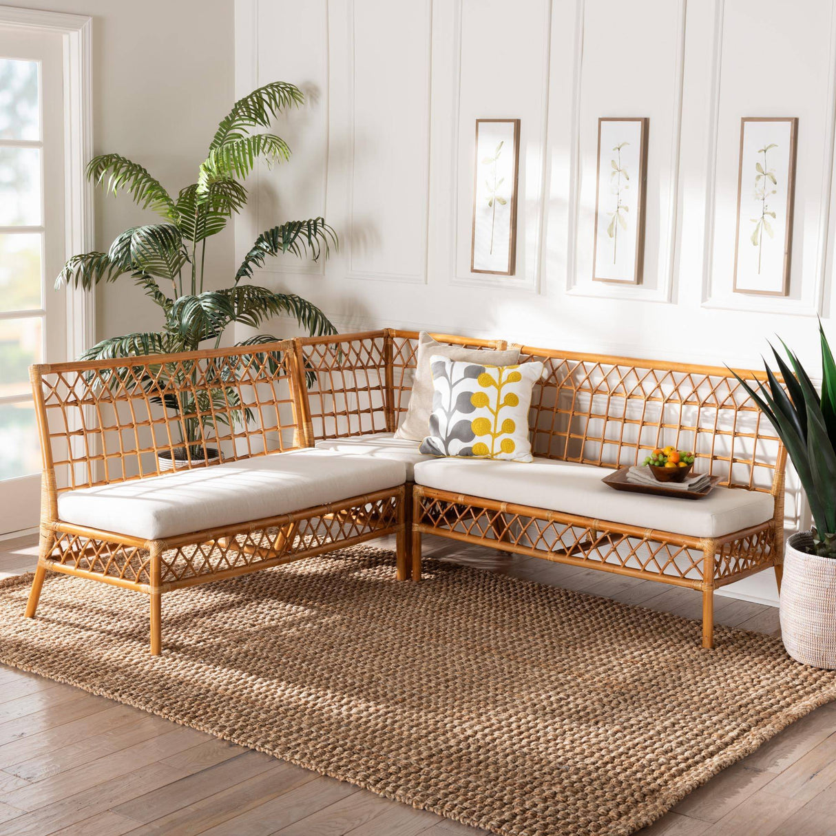 Sea Point 3 Pc Wicker Fair Rattan Dining NOOK Set