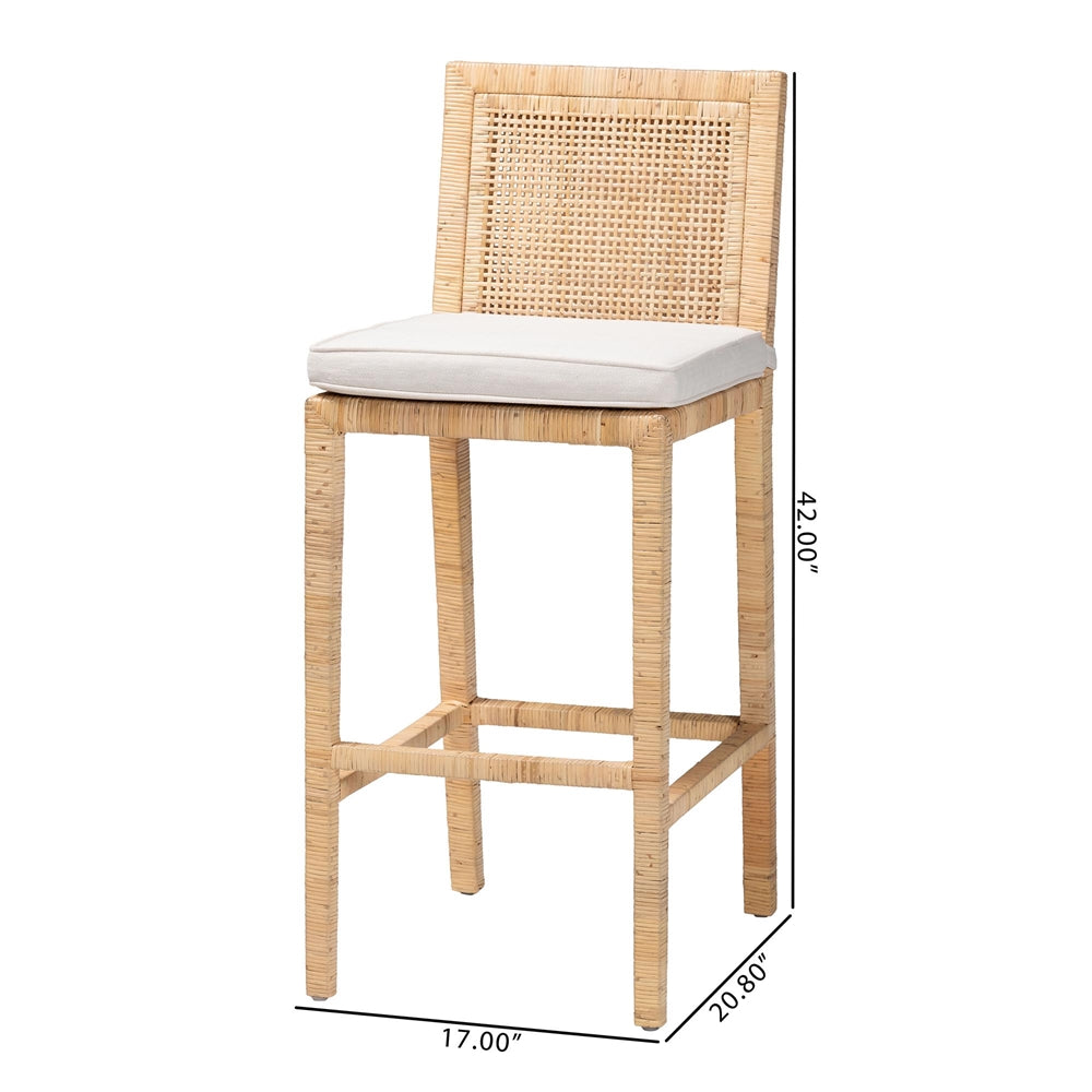 Lofia Bohemian Natural Rattan Bar Stool by Wicker Fair
