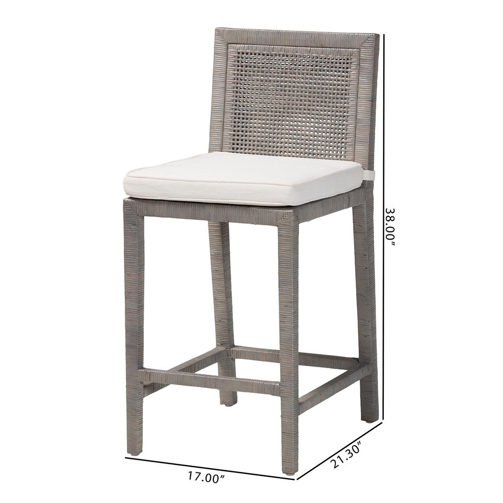 Sofia Rattan Counter Stool with Mahogany Wood Frame by Wicker Fair