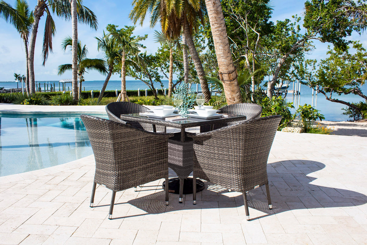 Spectrum Outdoor 5-Piece Woven Armchair Dining Set with Cushions Model 890-1130-GRY-5DA by Pelican Reef