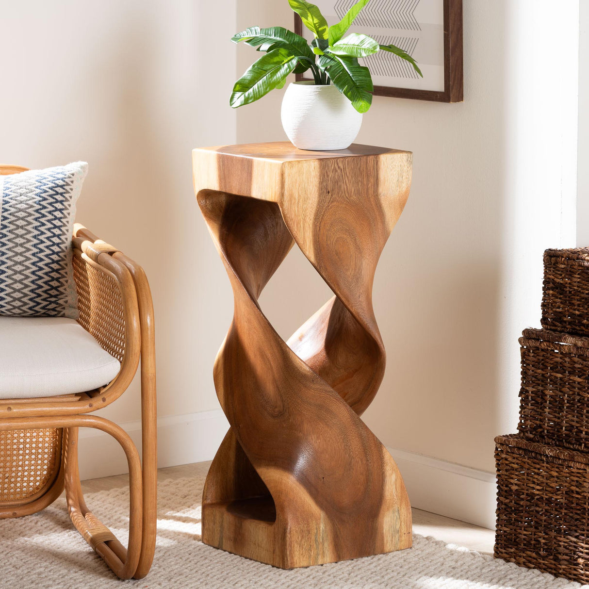 Raynee Suar Wood Accent Table by Wicker Fair