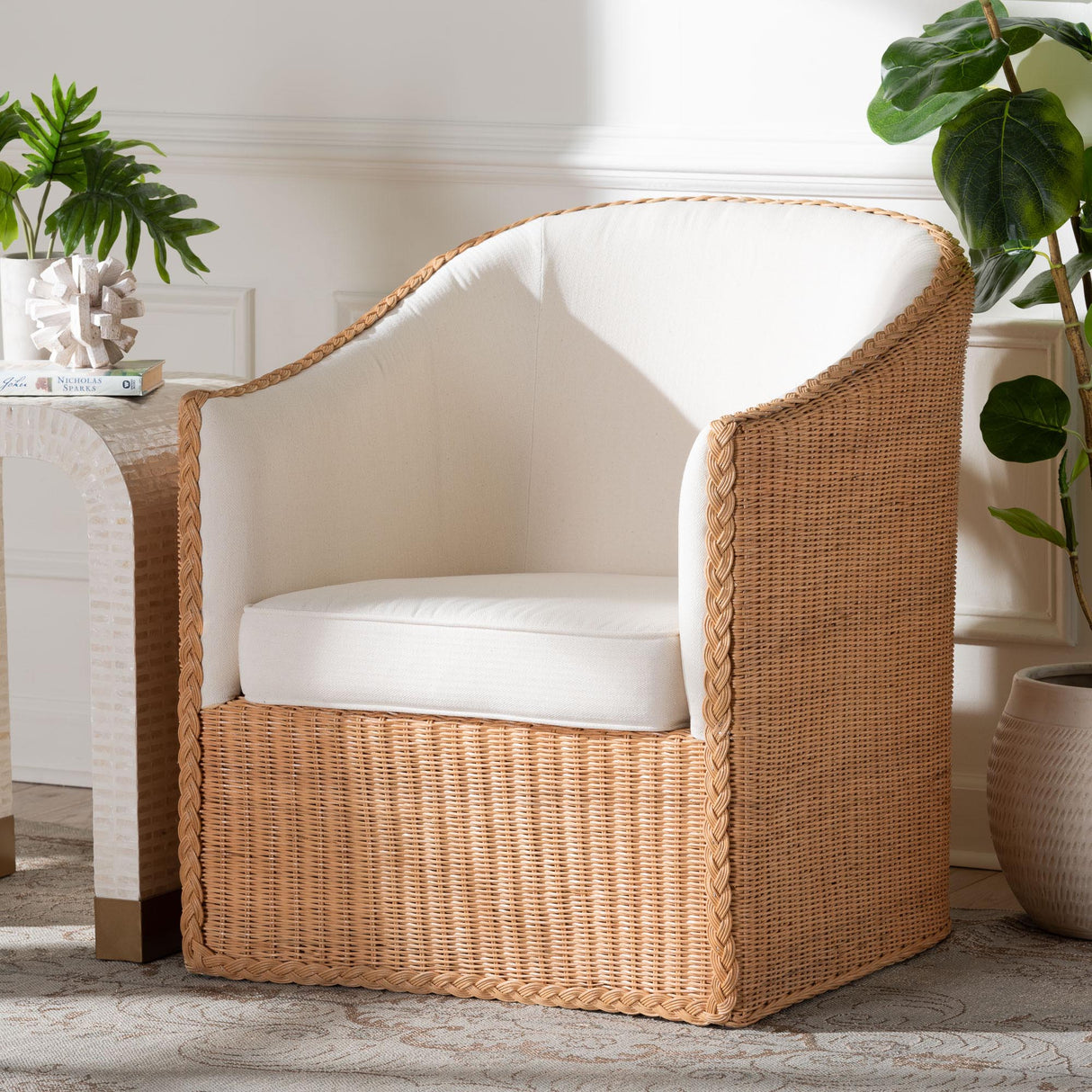Nessa Bohemian Light Honey Rattan Arm Chair by Wicker Fair