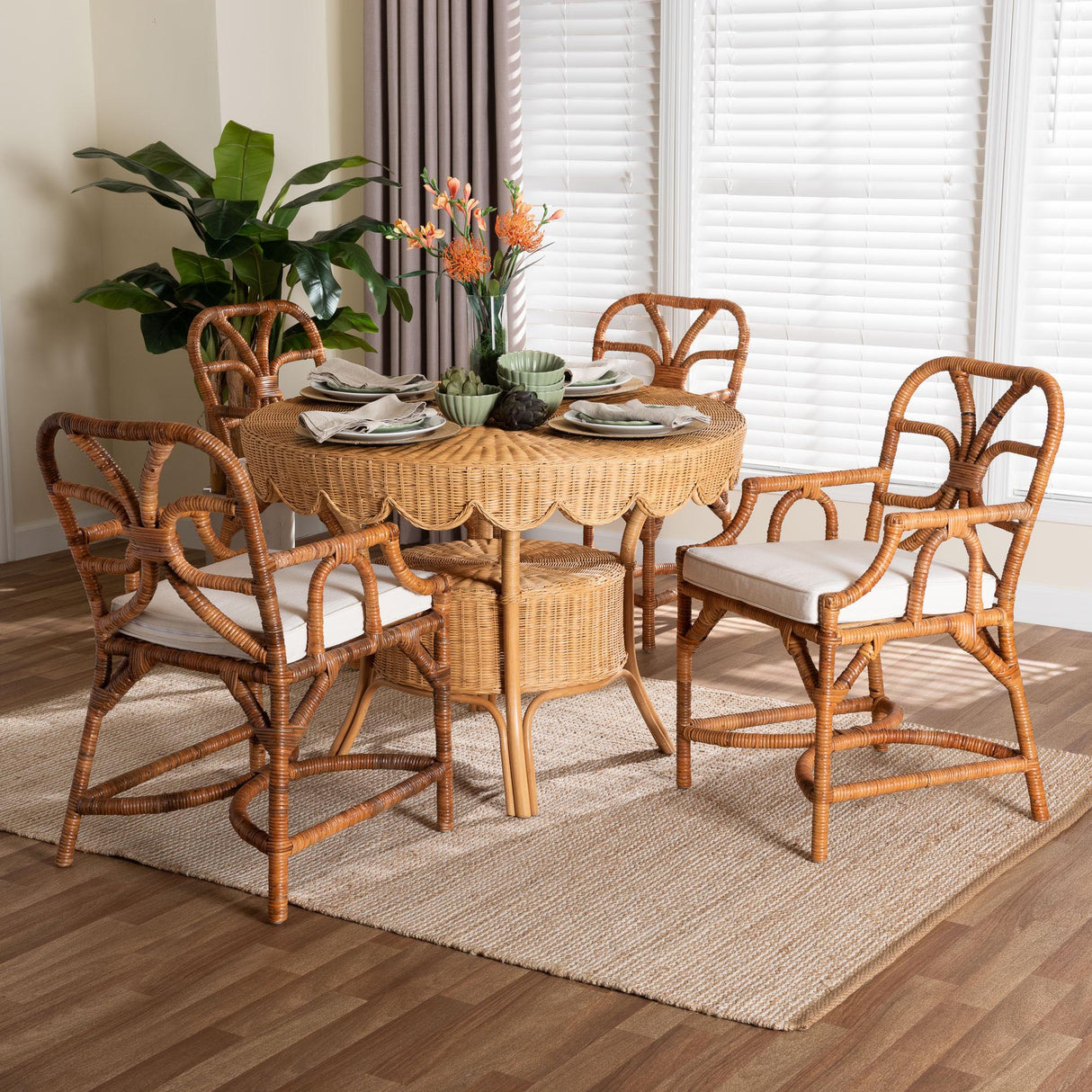 Timor 5-Piece Rattan Dining Set by Wicker Fair