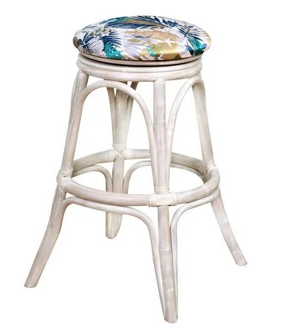 Universal Rattan Backless Swivel Barstools or Counterstools UNI104 from Alexander and Sheriden with Cushions Made in USA
