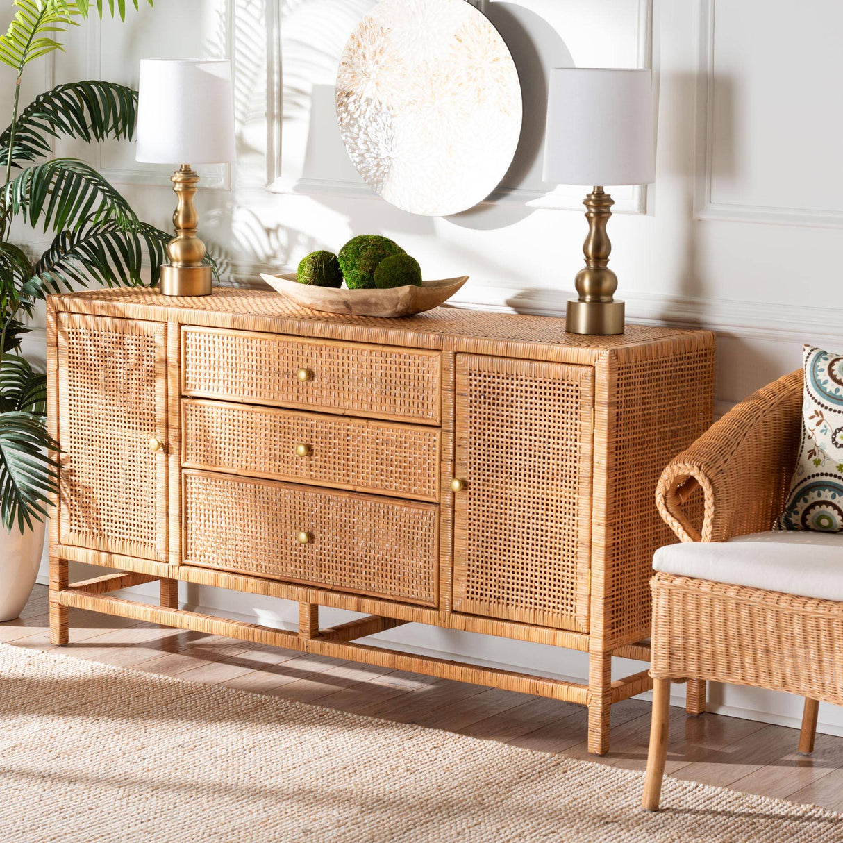 Vivian Wicker Fair Rattan Cabinet for Many Uses