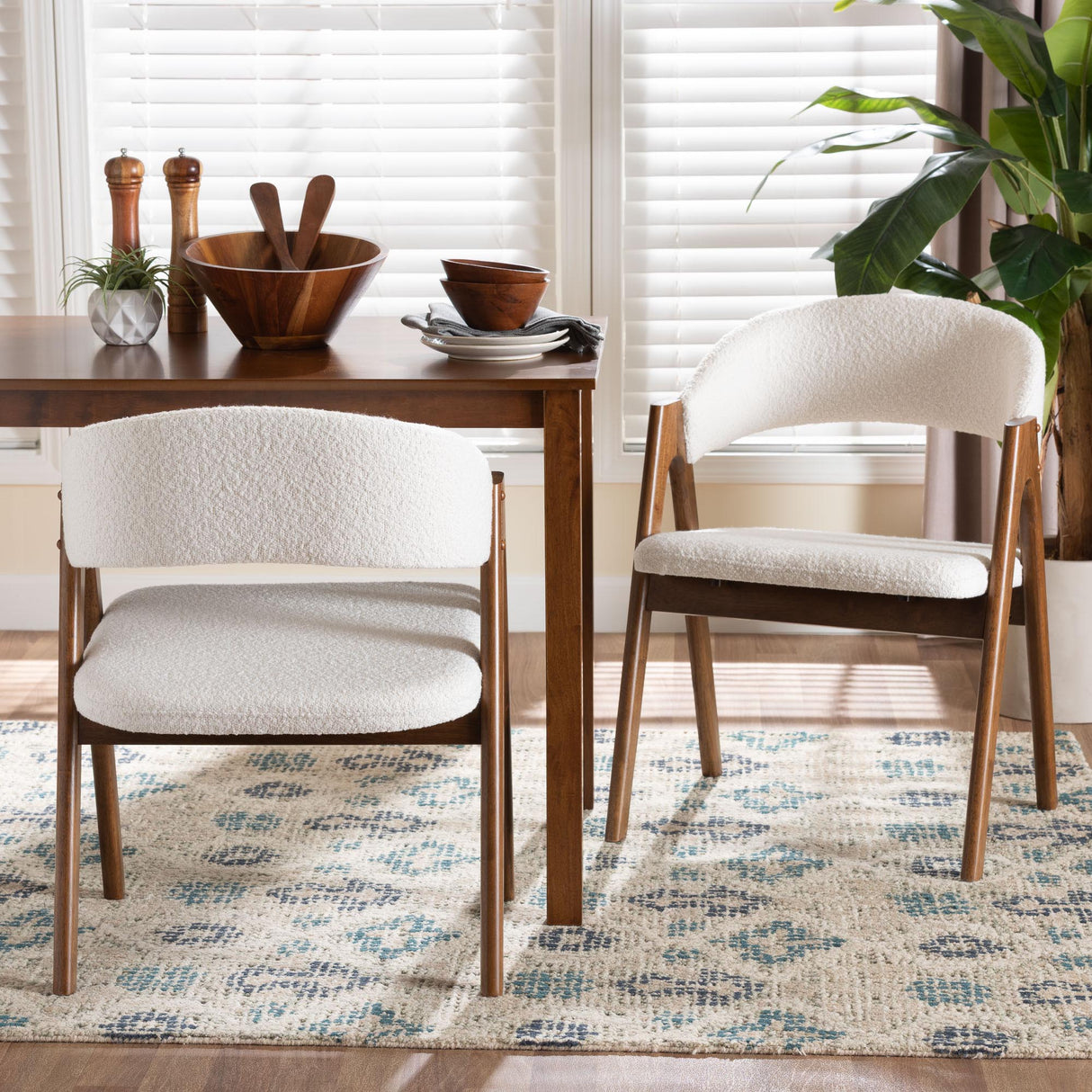 Virden Boucle Upholstered Dining Chair Set of 2 by Wicker Fair