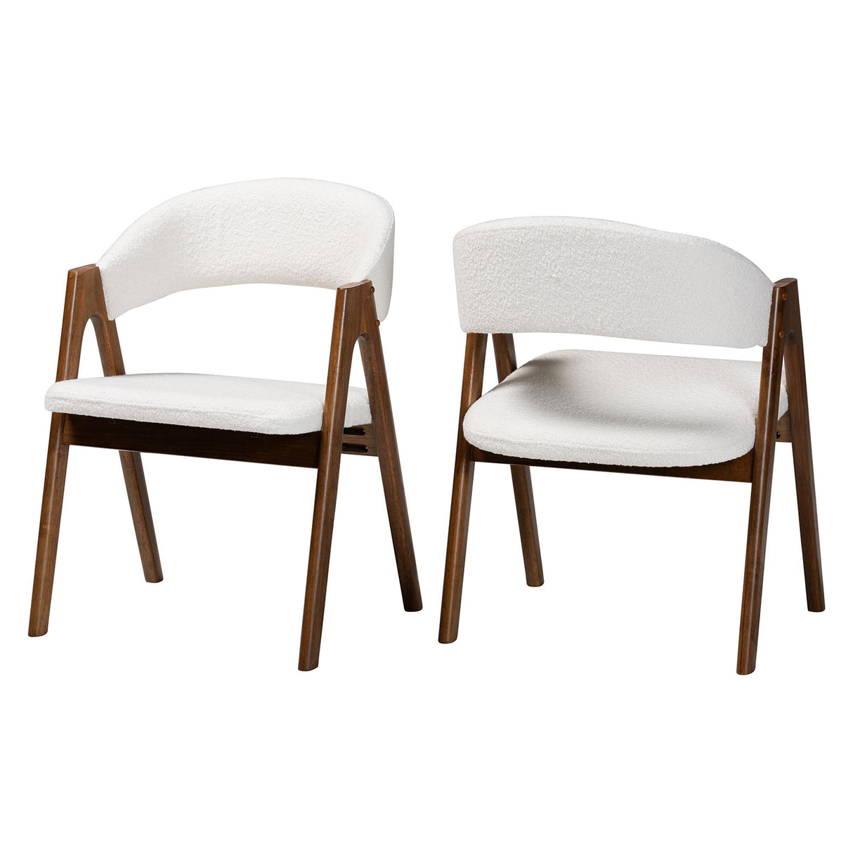 Virden Boucle Upholstered Dining Chair Set of 2 by Wicker Fair