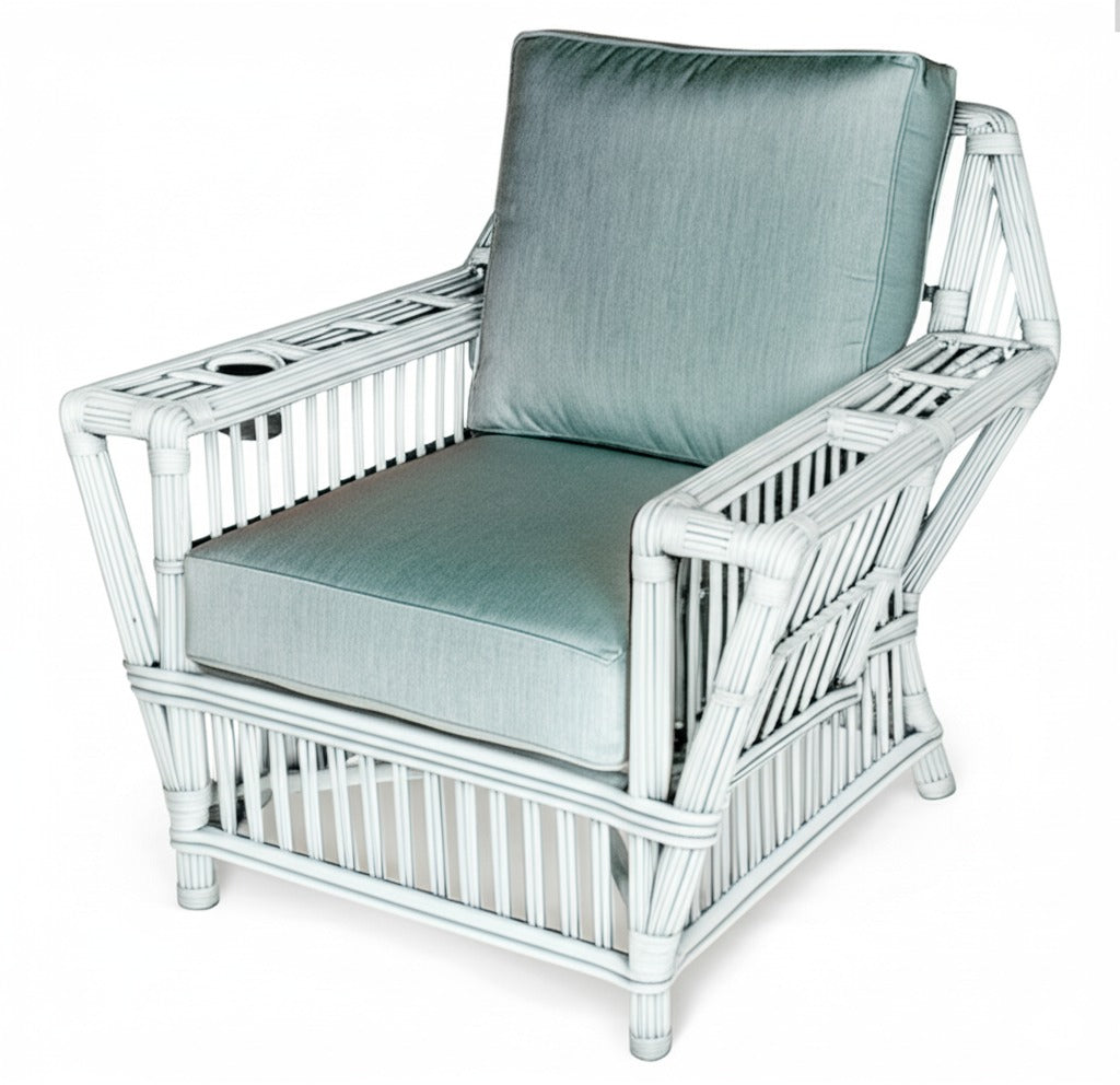 Williamsburg Rattan White Finish Arm Chair with Deep Seating Comfort
