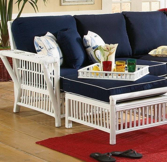 Williamsburg Rattan Sectional Armless Love Seat (Coffee and White Stains) by Designer Wicker Tribor
