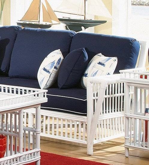 Williamsburg Coffee and White Stains Rattan Sectional Right Love Seat by Designer Wicker Tribor