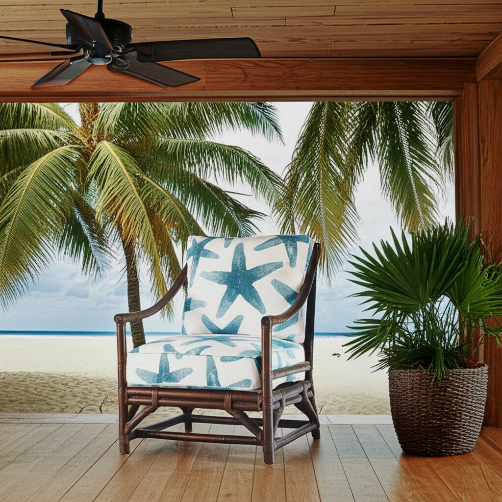Woodland Rattan Lounge Chair with Deep Seating Comfort by Designer Wicker Tribor