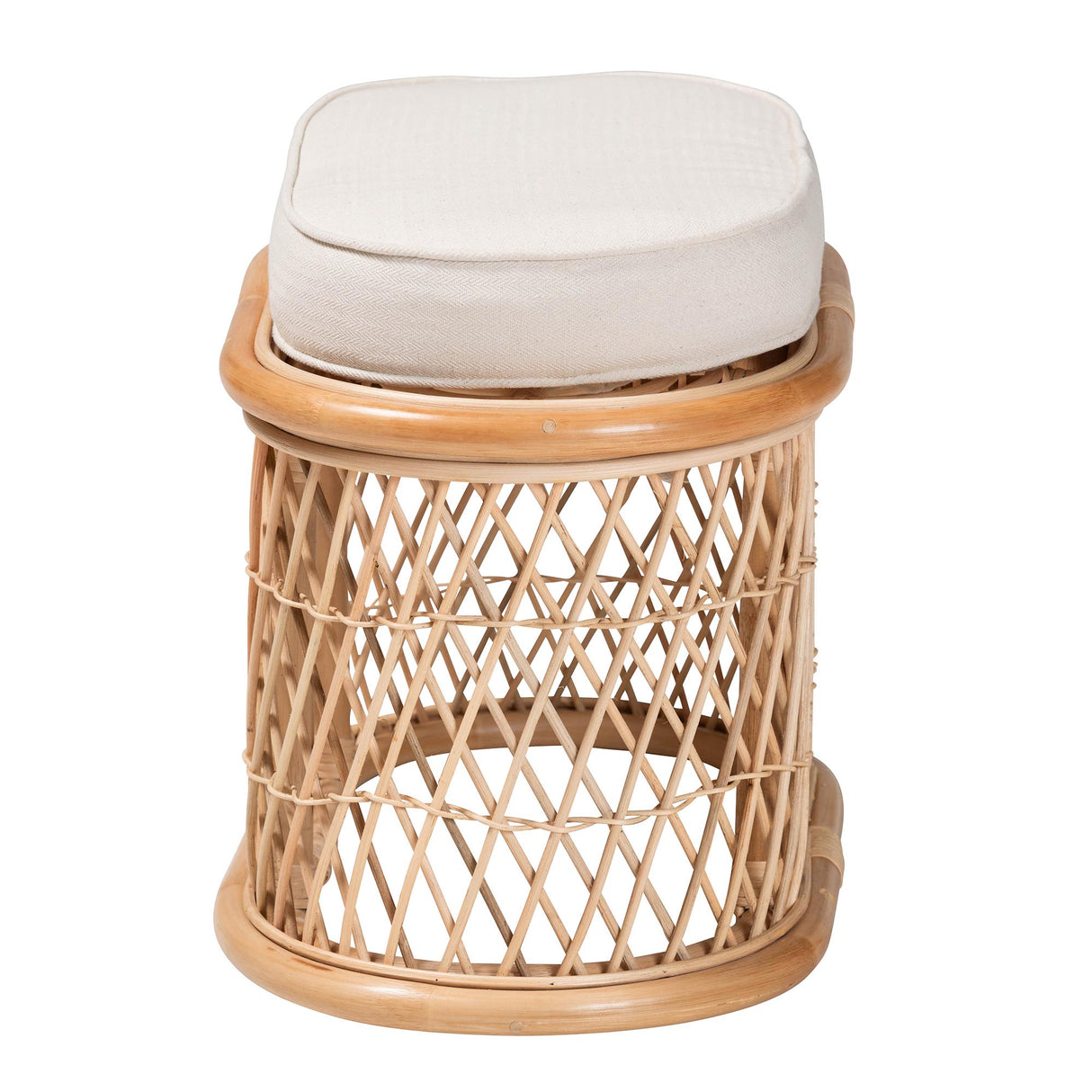 Radonna Bohemian Natural Rattan Ottoman Footstool by Wicker Fair