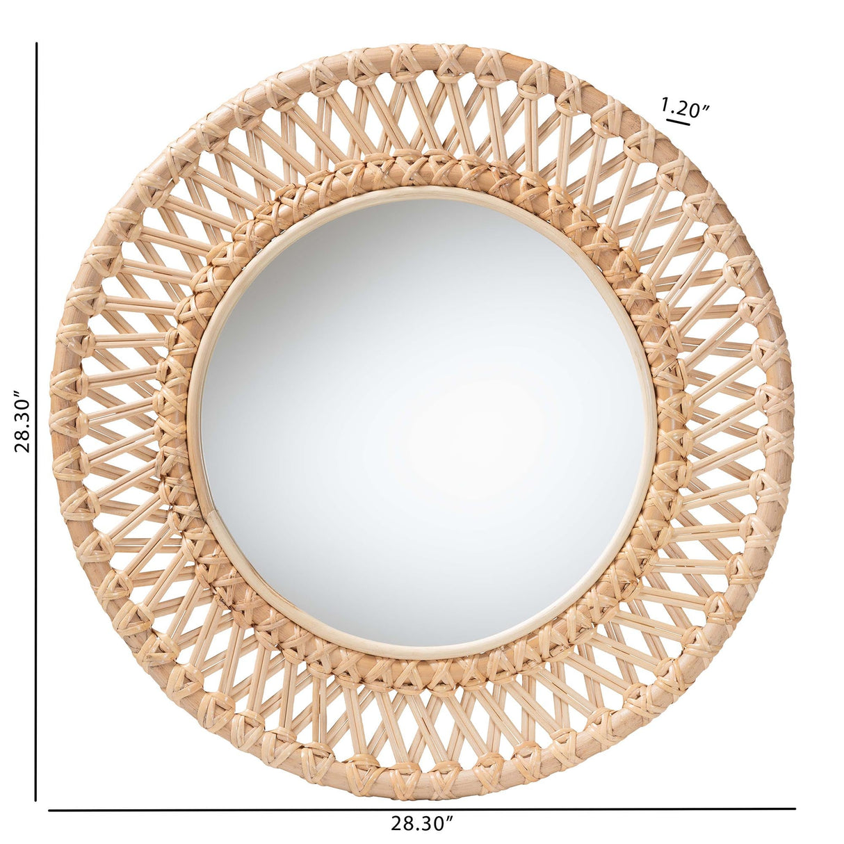 Borneo Natural Rattan Wall Mirror by Wicker Fair