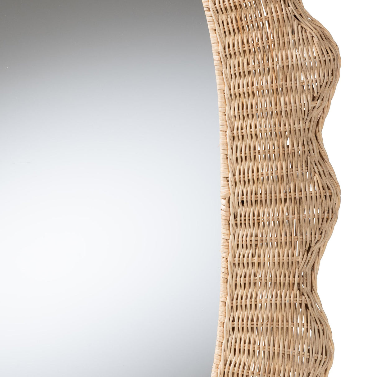 Sankara Scalloped Natural Rattan Wall Mirror Mirror by Wicker Fair