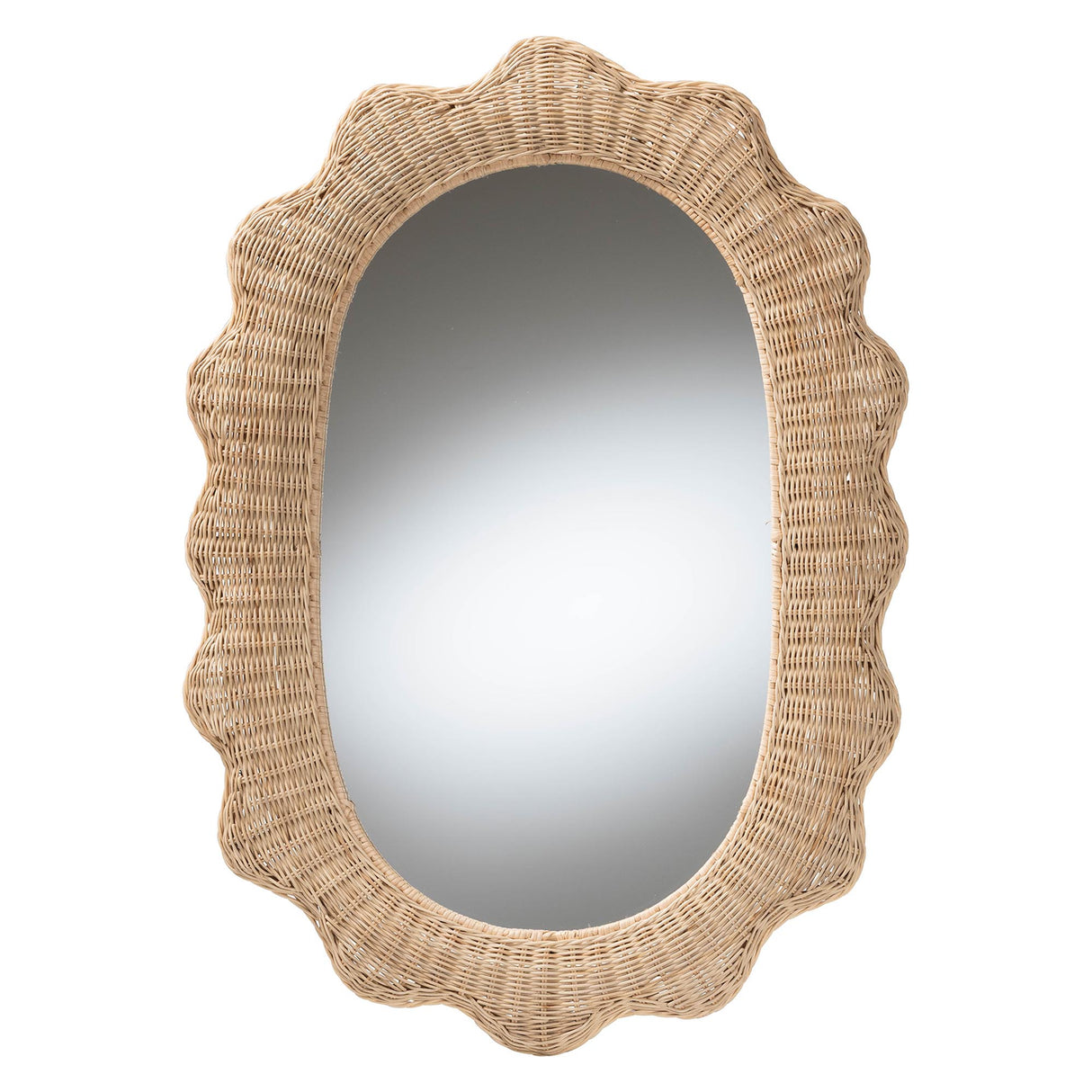 Sankara Scalloped Natural Rattan Wall Mirror Mirror by Wicker Fair