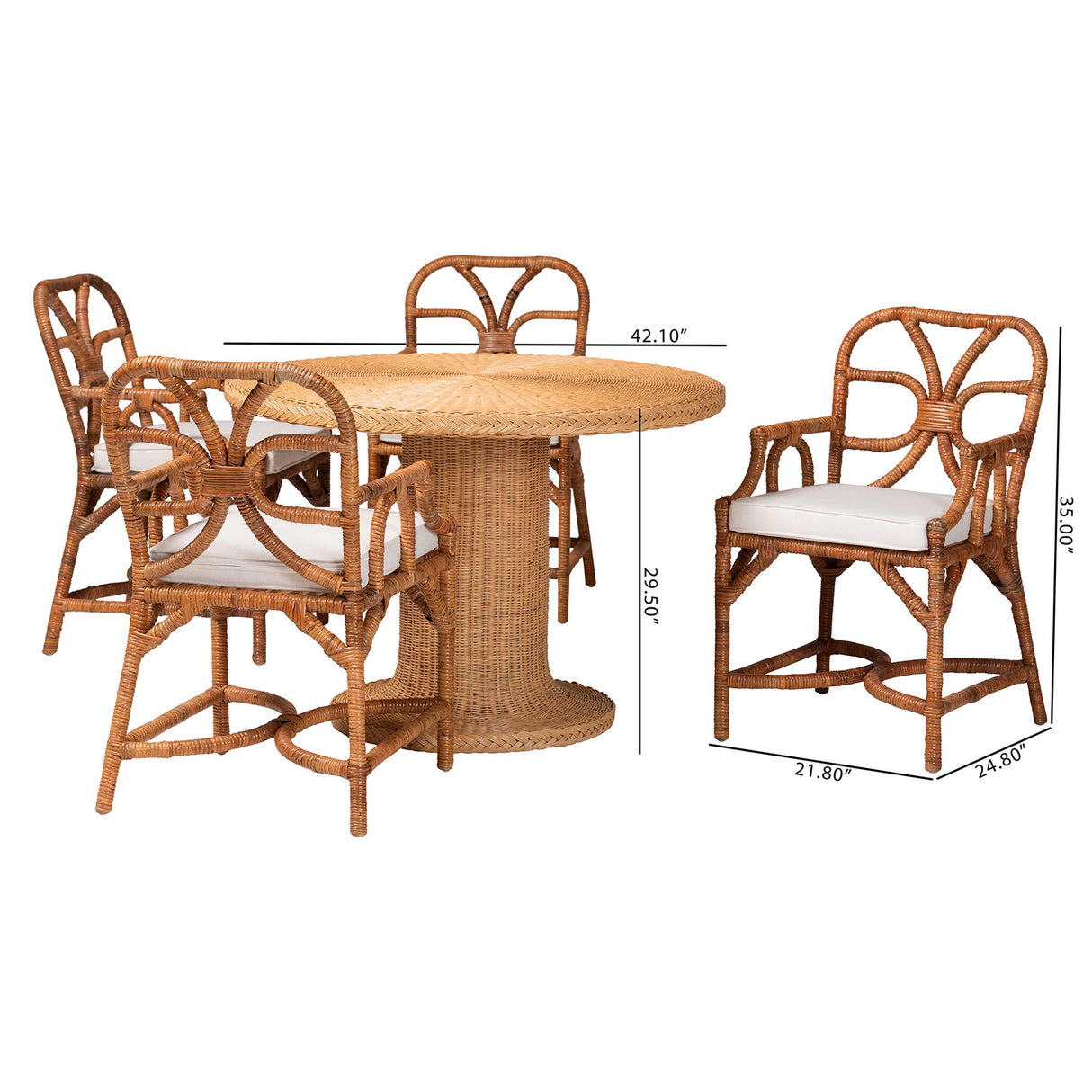Tropico 5-Piece Rattan Dining Set by Wicker Fair