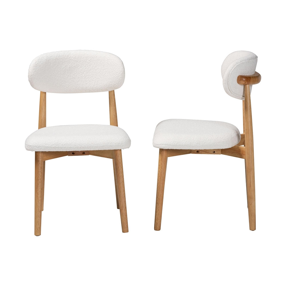 Wattsu Boucle Upholstered Dining Chair Set of 2 by Wicker Fair