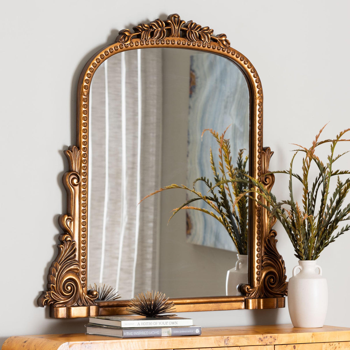 Whitby Baroque Antique Goldleaf Accent Mirror by Wicker Fair