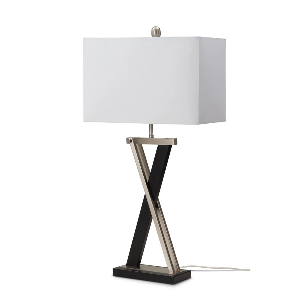 X Table Lamp Model LUX-R001-SILVER/BLACK By Lux Lighting