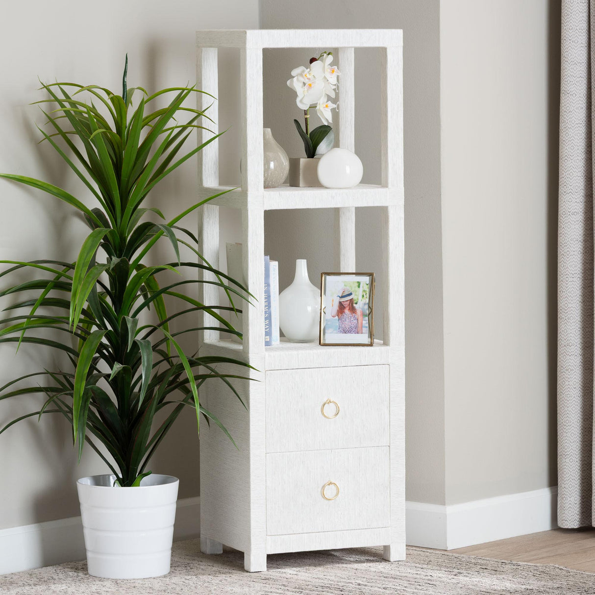 Grasscloth Tall Storage Cabinet by Wicker Fair