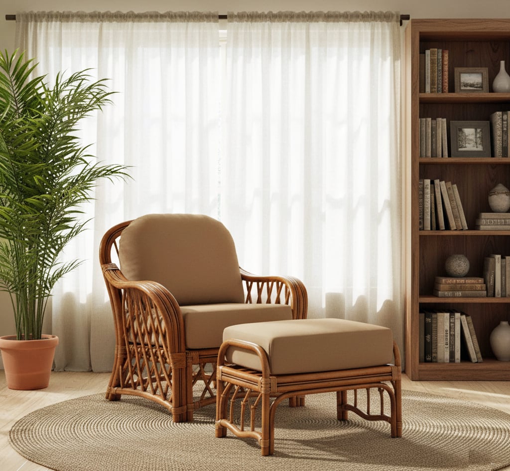 Antigua 2 Pc Deep Seating Lounge Chair and Ottoman Set 3101-SET by South Sea Rattan