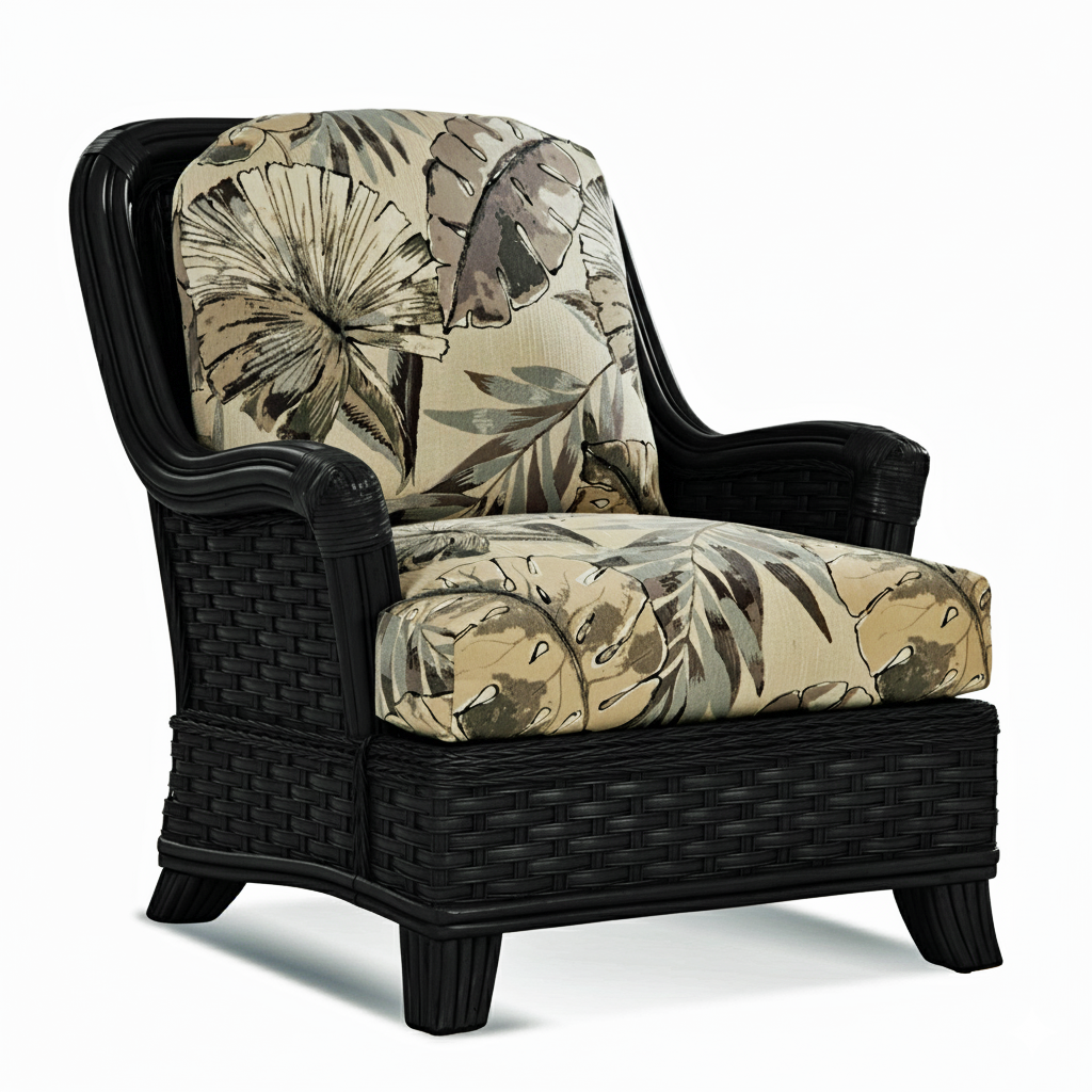 Somerset Black Rattan Lounge Chair Customized by Braxton Culler
