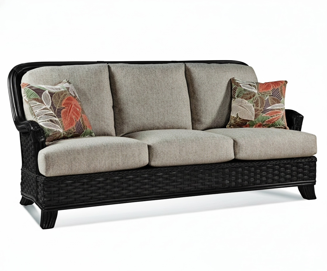 Somerset Black Rattan Sofa Model 953-011-BLK by Braxton Culler