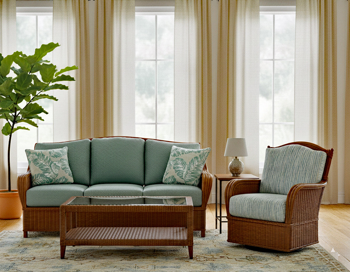 Bodega Bay Rattan 3 Pc Deep Seating Living Room Set Made in the USA by Braxton Culler