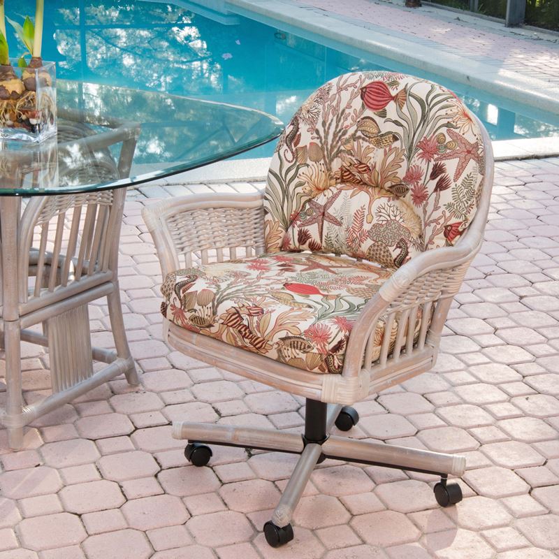 Bridgeport Rattan 6 Pc Swivel-Tilt Caster Dining Set in Rustic Driftwood