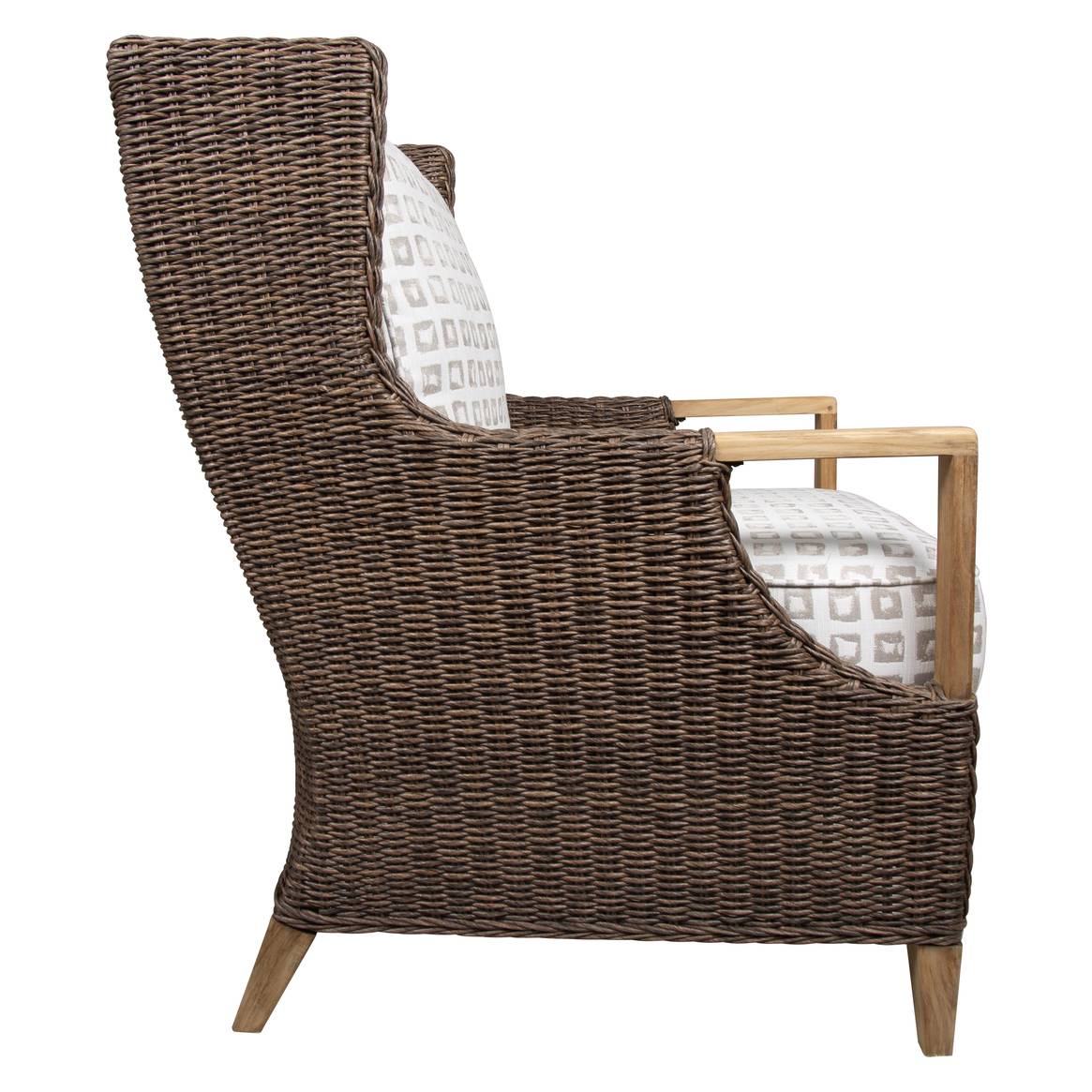 Bahama Outdoor or Indoor Wicker and Teakwood Lounge Chair C9835 by Beachcraft Furniture