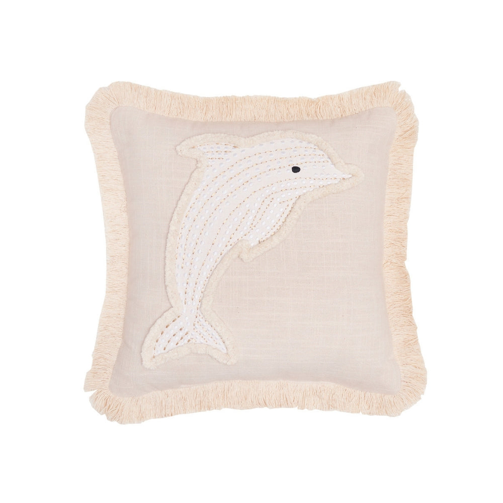 Golden Shores Dolphin Decorative Pillow