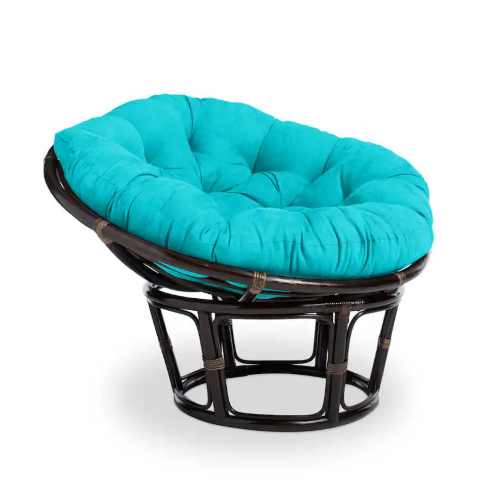 Bali 42-inch Rattan Papasan Chair with Microsuede Fabric Cushion