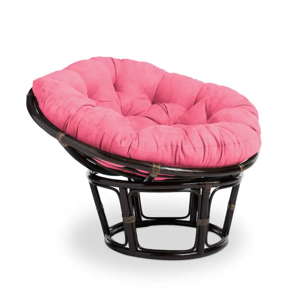 Bali 42-inch Rattan Papasan Chair with Microsuede Fabric Cushion